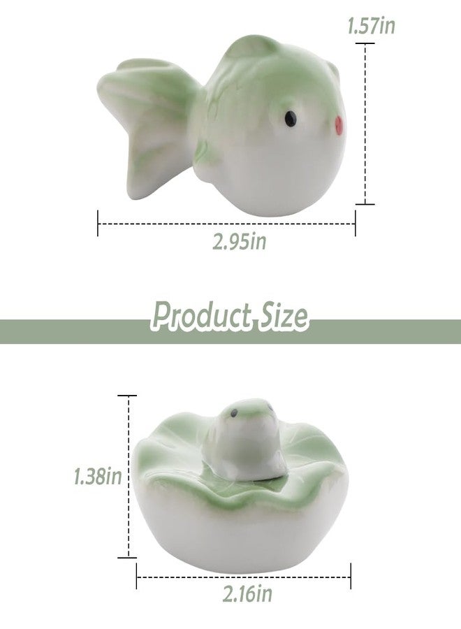 TWZKXC 2 Pcs Floating Ceramic Fish, Koi Fish Decor, Fishing Frogs for Floating Aquarium Home Pond Fairy Garden Fountain Fish Tank Decoration, Ceramic Floating on Water - Image 4